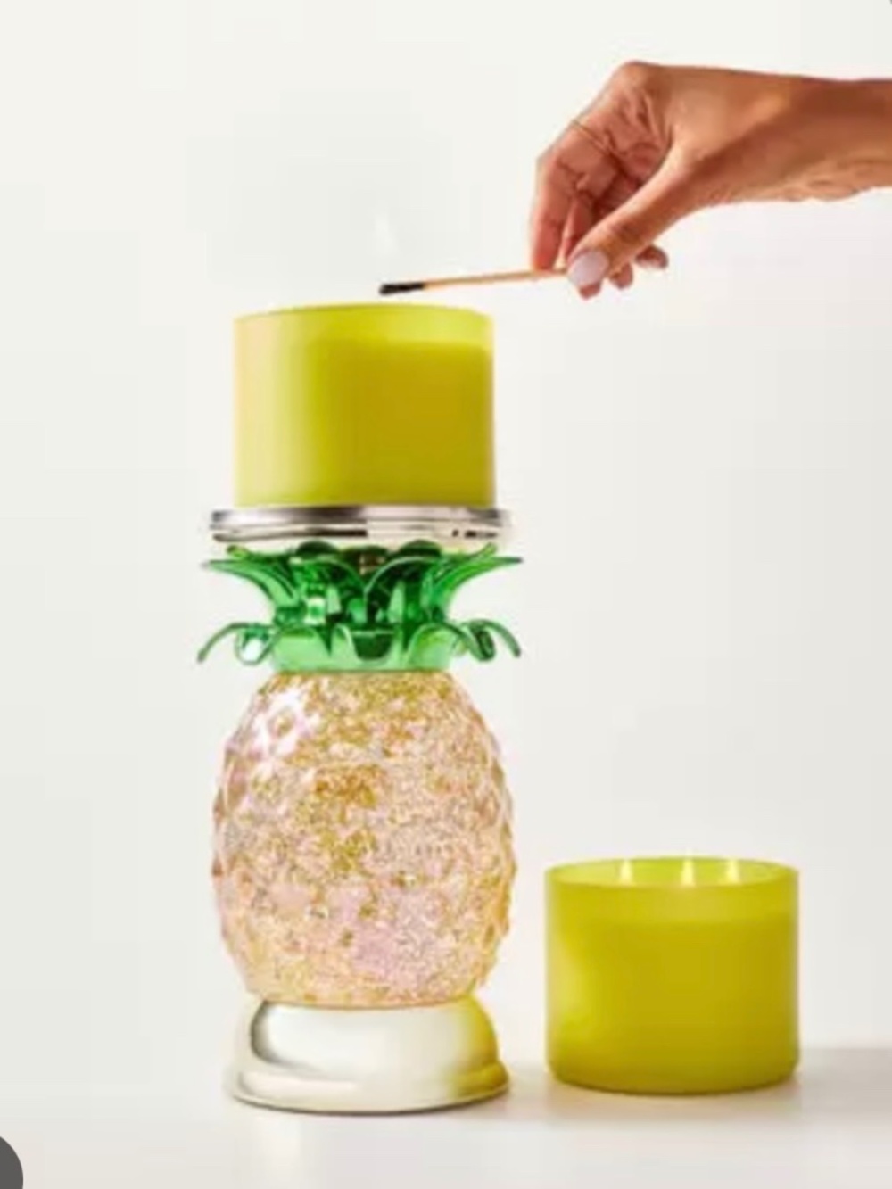 🍍🍍BBW Pineapple Water Globe Light Up Candle Holders 3 Wick